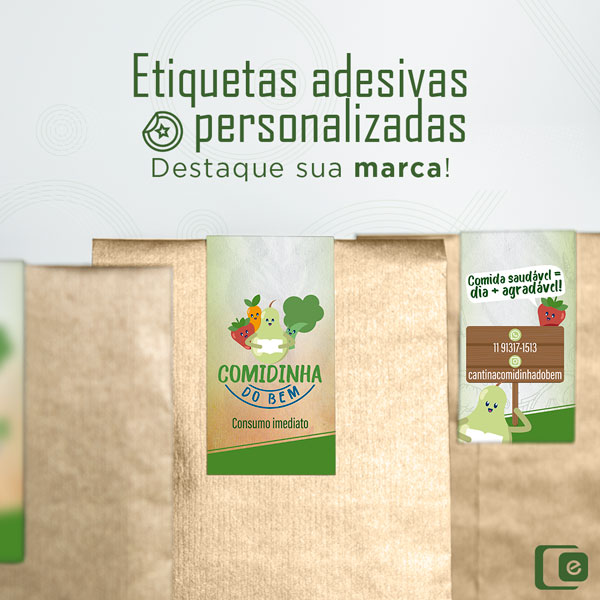 Etiquetas adesivas personalizadas: Comidinha do Bem!